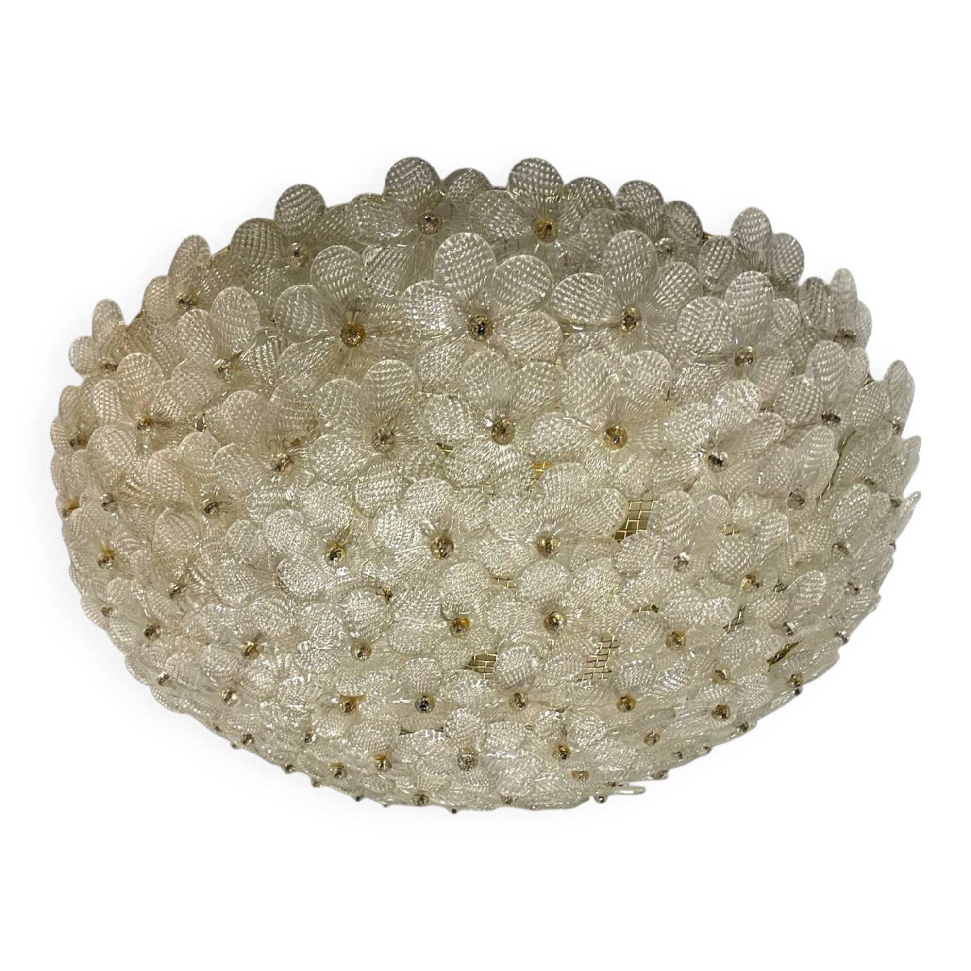 Large Murano Glass Flower Flush Mount Ceiling Light Attributed to Segu
