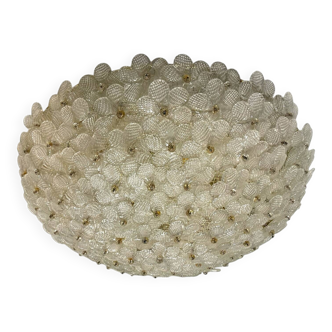Large Murano Glass Flower Flush Mount Ceiling Light Attributed to Segu