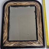 Antique Louis-Philippe mirror, painted wood imitation wood, 27 x 34 cm, 19th century