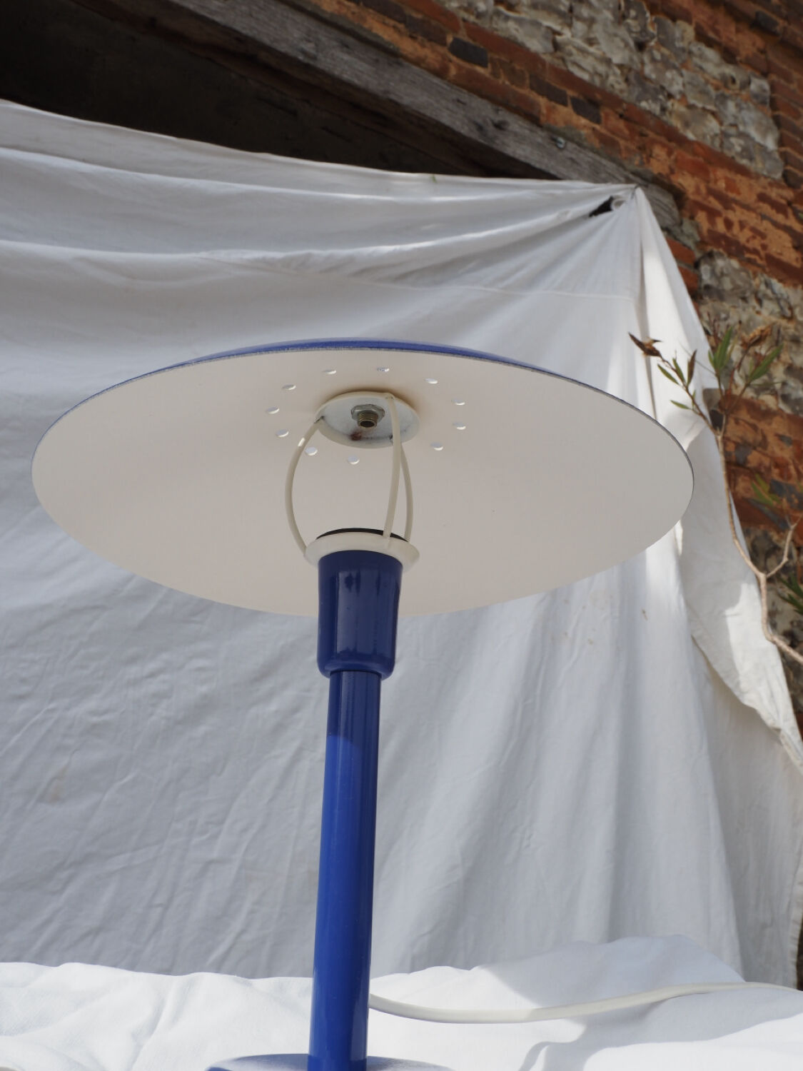 Blue table lamp Aluminor 1960-70