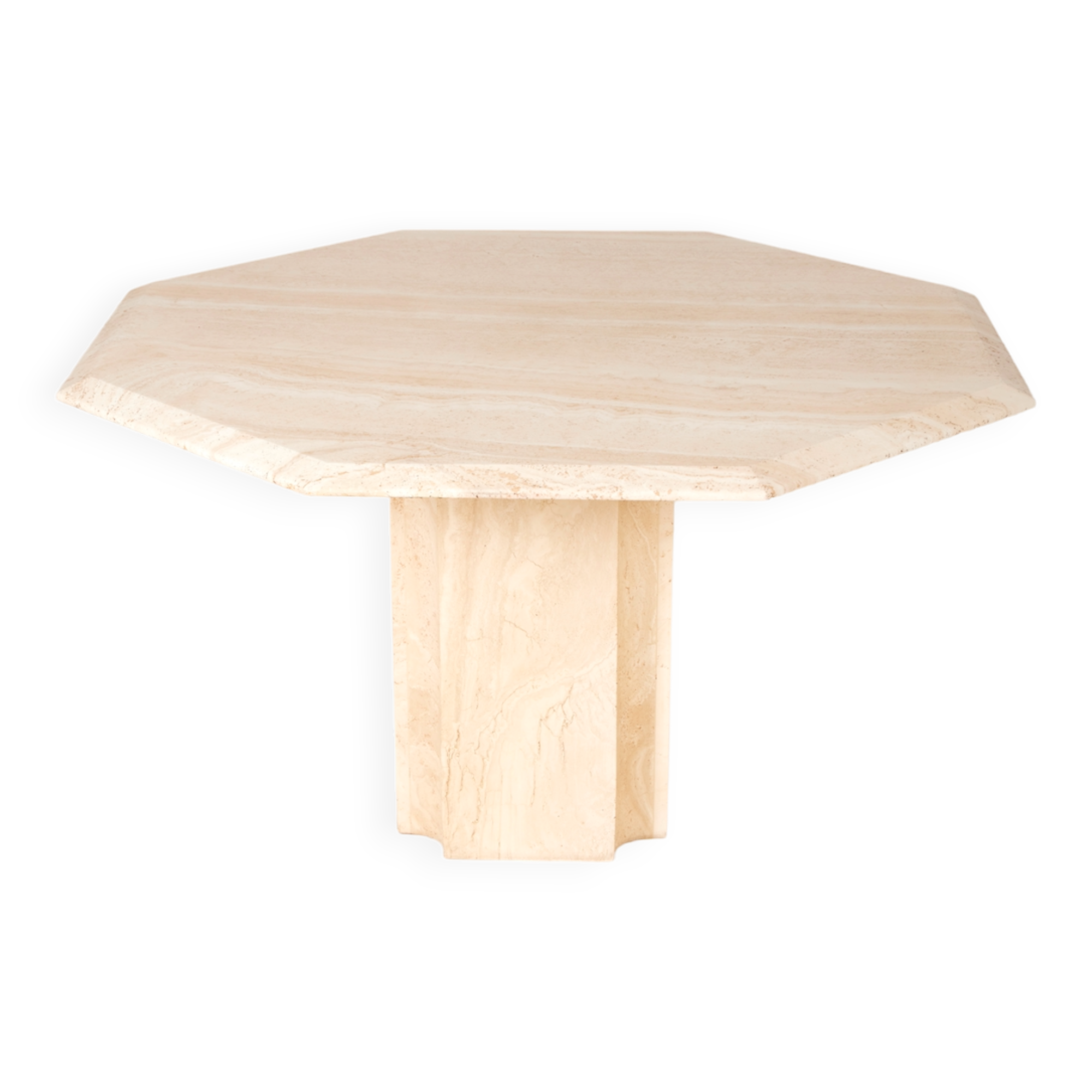 Hexagonal travertine dining table, 1970s