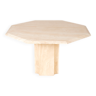 Table à manger hexagonale en travertin, 1970s