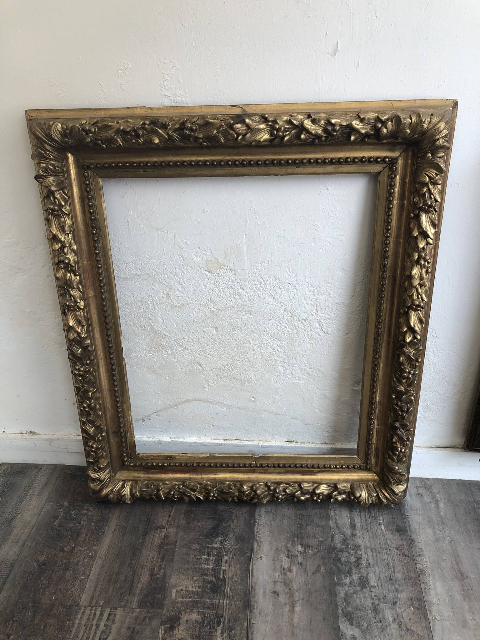 Large frame XIX gilded leaf height 100cm width 86cm