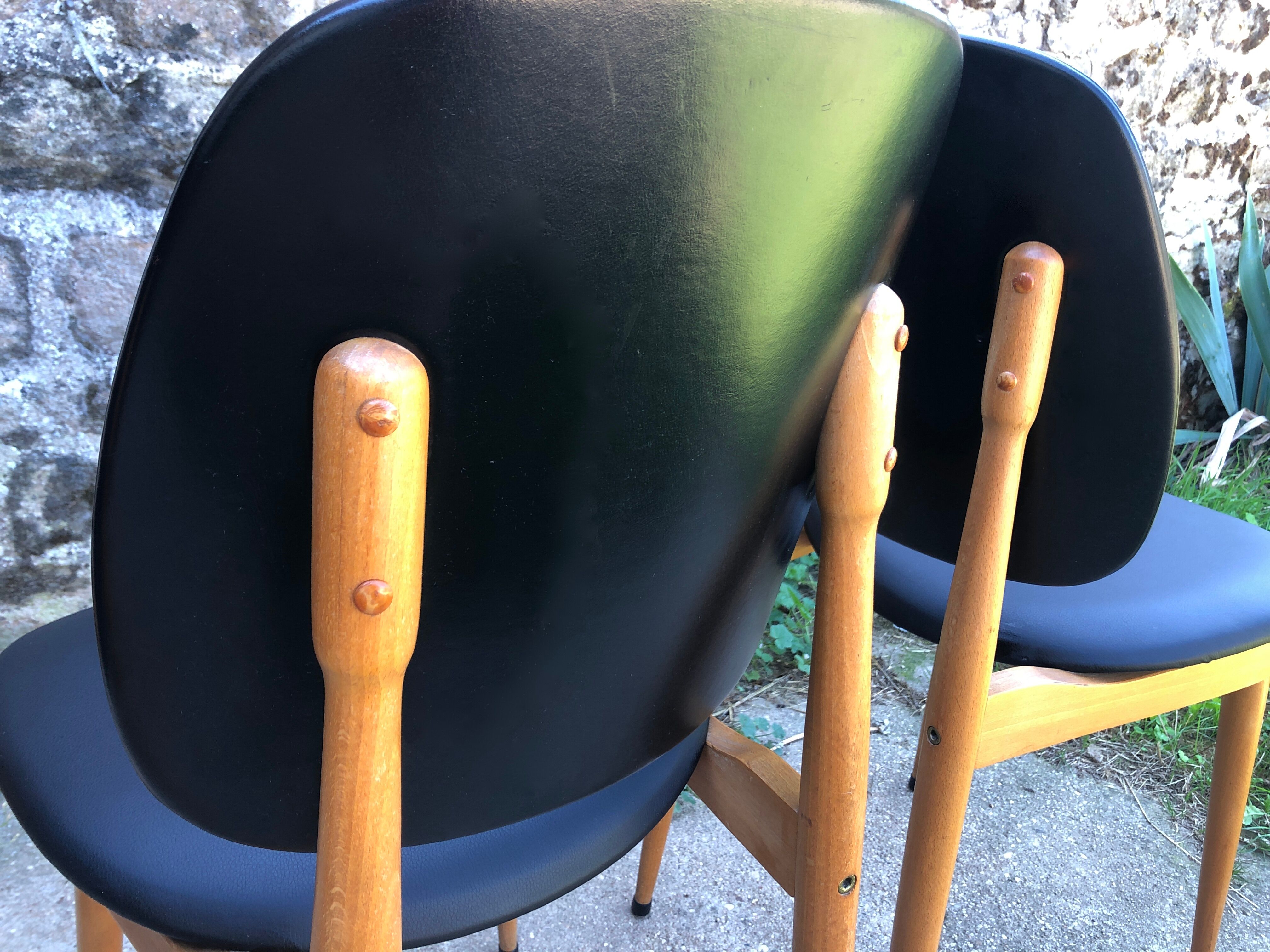 Set of 6 pegasus chairs Baumann skaï black