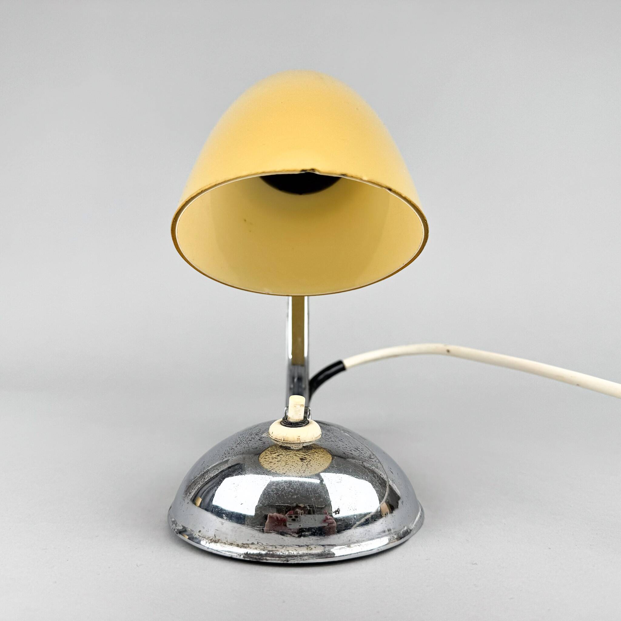 1950s chrome and opaline glass table lamp
