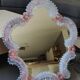 Iridescent blown glass mirror table/dressing table Murano. Floral patterns.