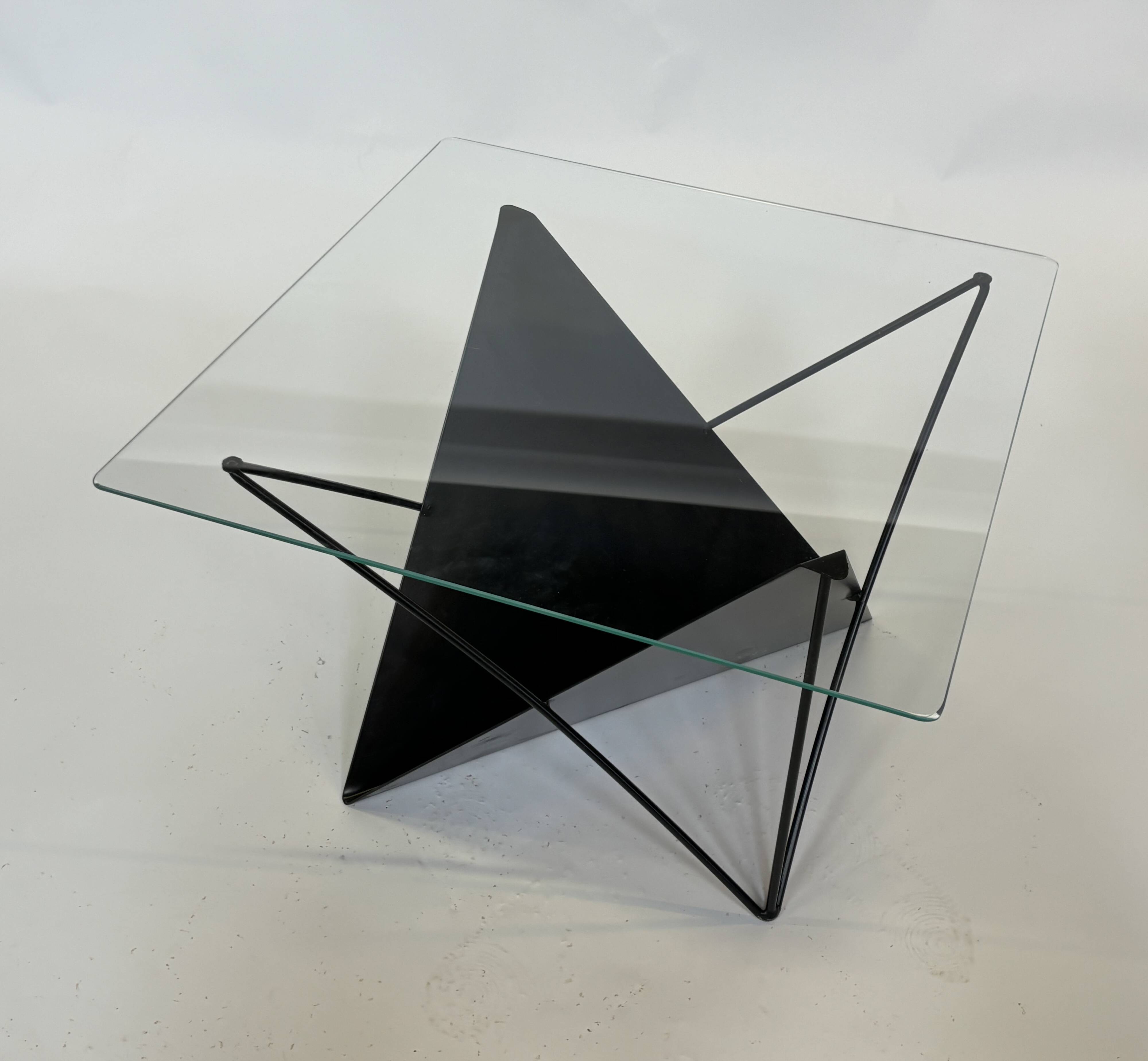 Vintage coffee table steel wire  eclectic 80s design