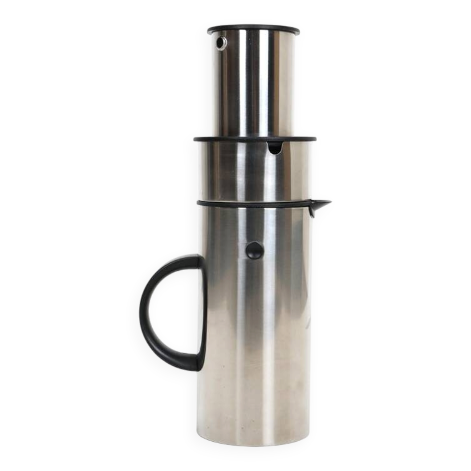 Ensemble Stelton / Erik Magnussen “EM 77” avec thermos, cruche à lait et sucrier / Acier inoxydable / 0,5 L / Design danois moderne