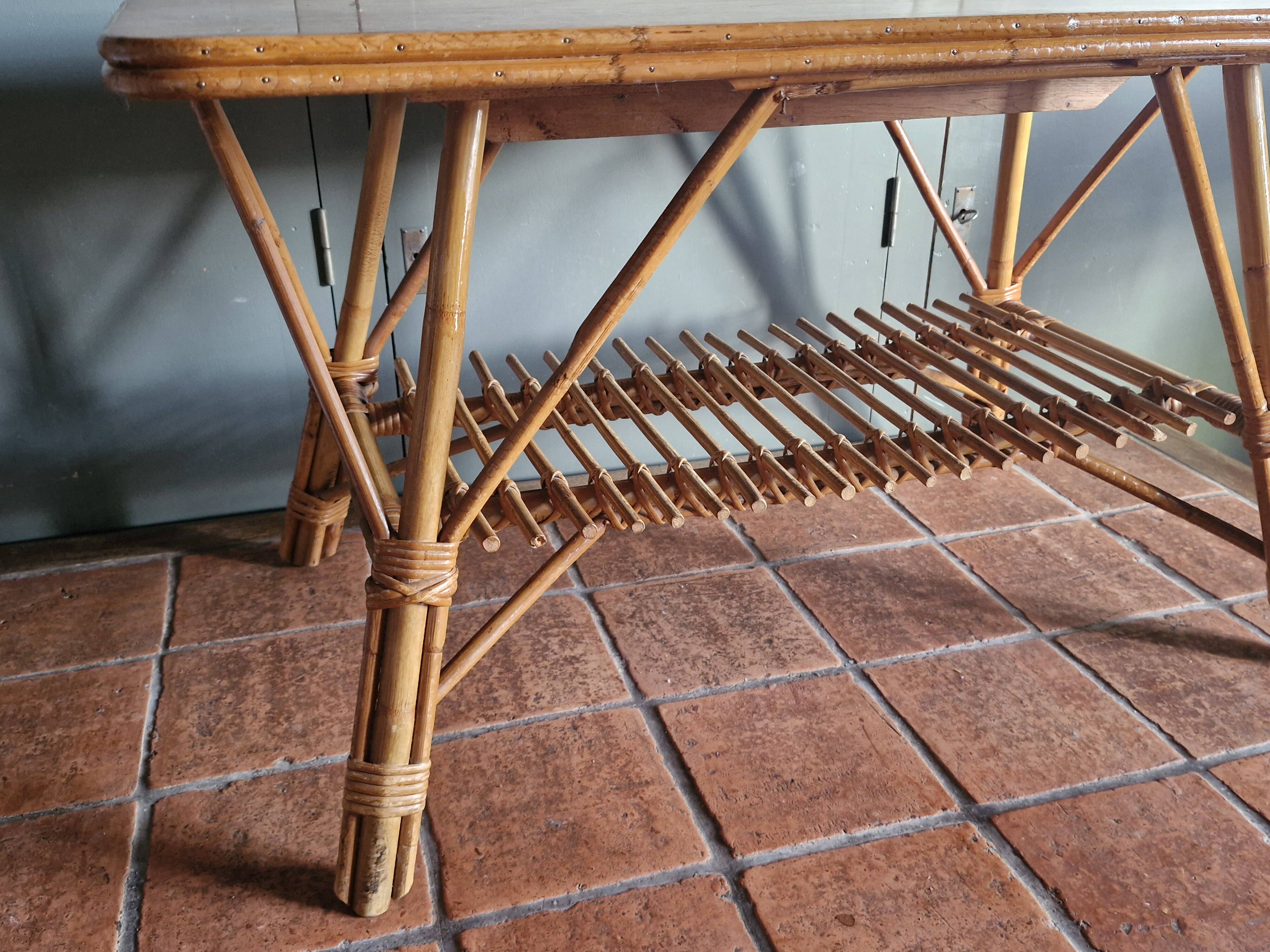 Vintage coffee table - Bamboo & Rattan - 1950s/60s