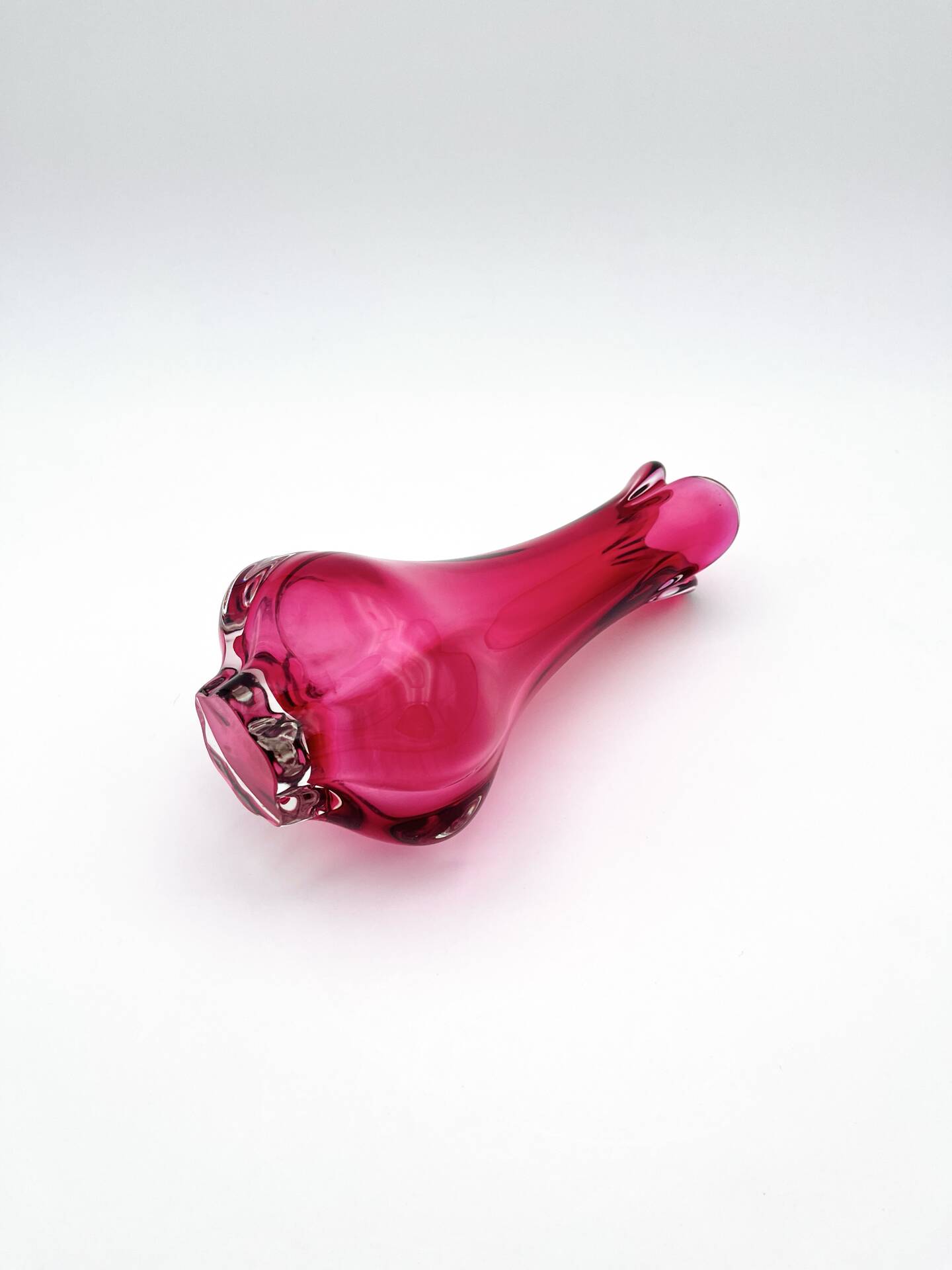 Set of 2 Organic Art Vases Josef Hospodka - Sommerso Fuchsia
