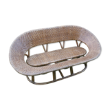 Rattan and wicker bench, vintage