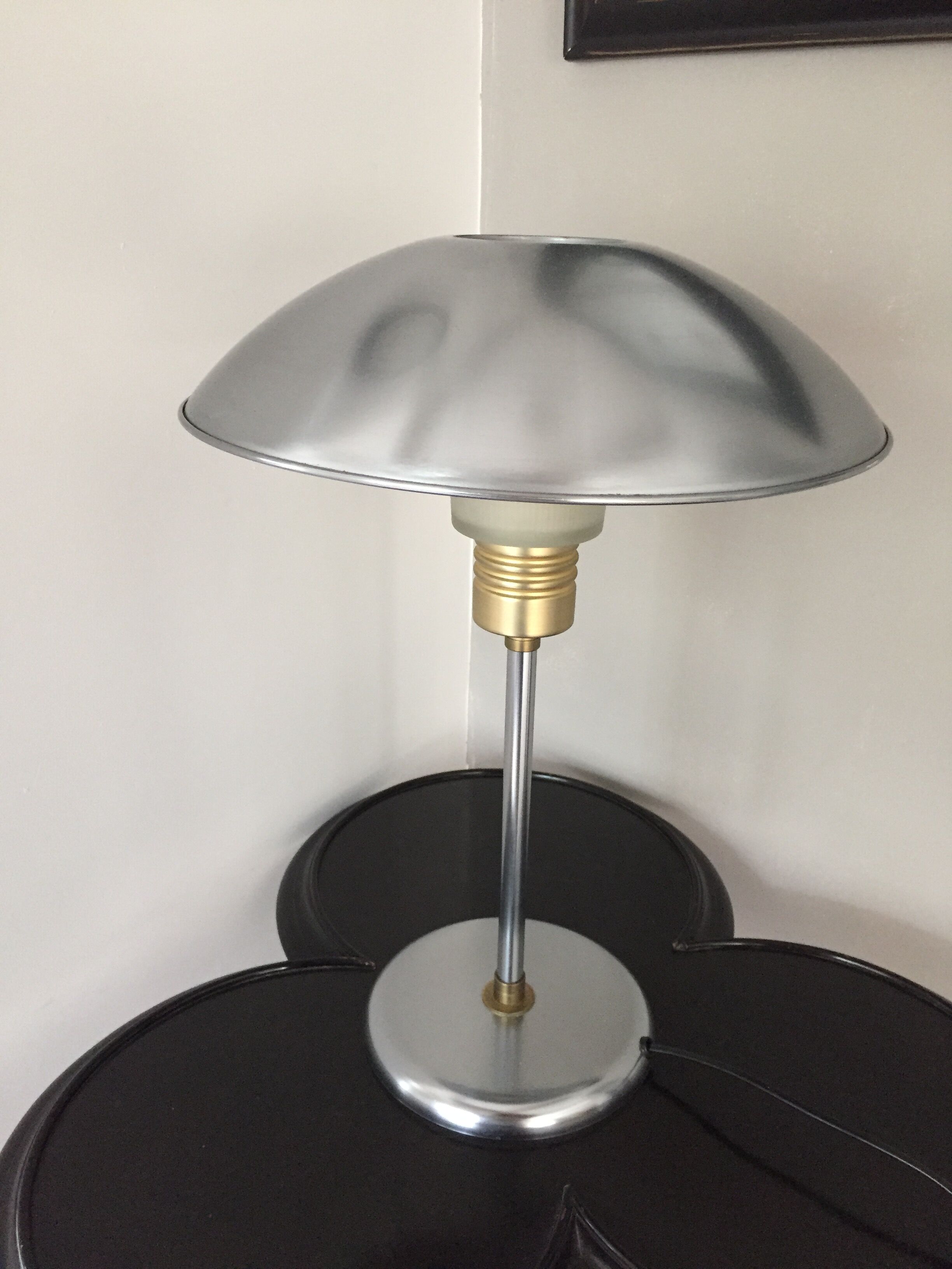 Mushroom lamp 70s glass and metal