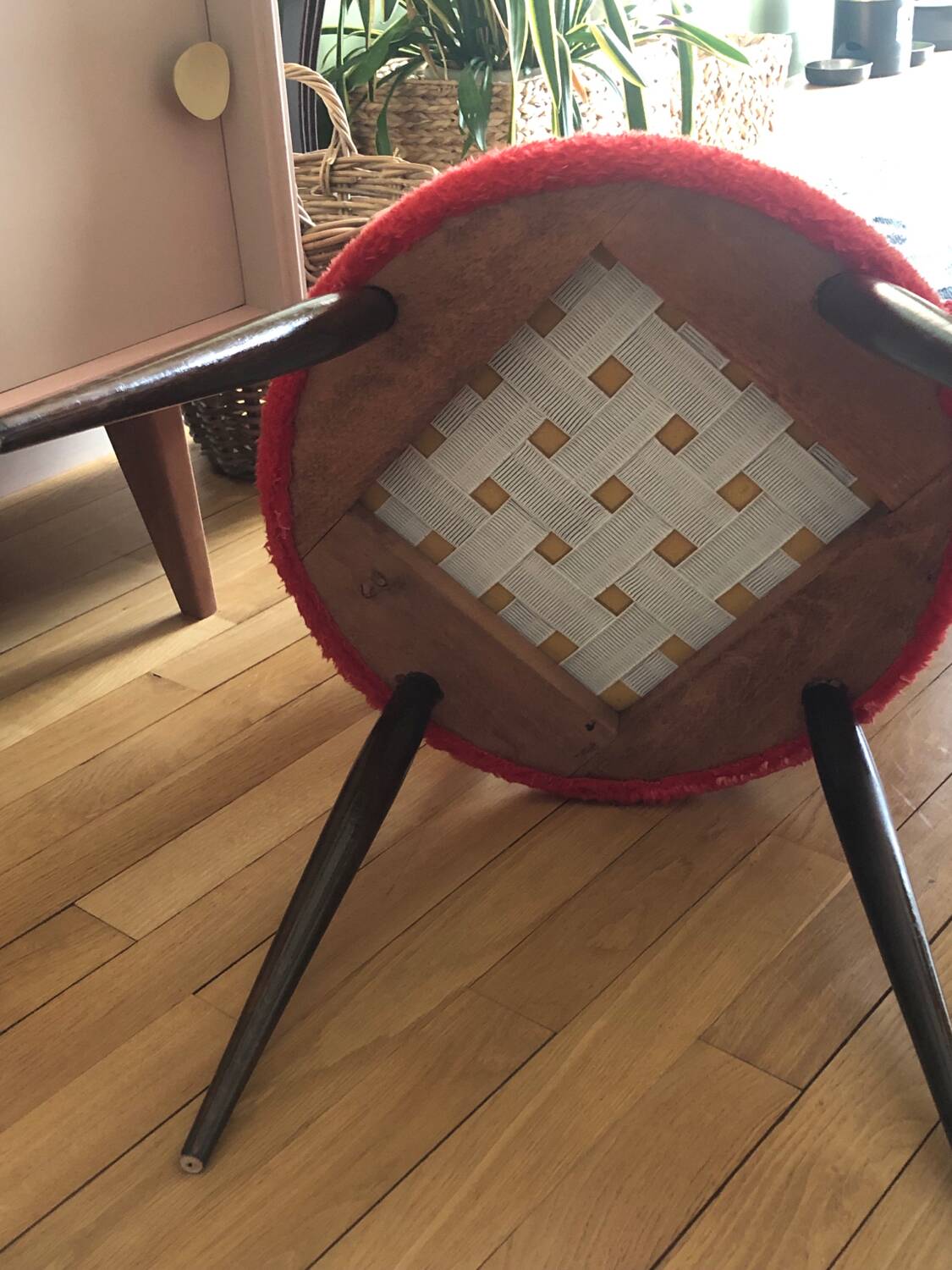 Vintage chairs upholstered in red fur