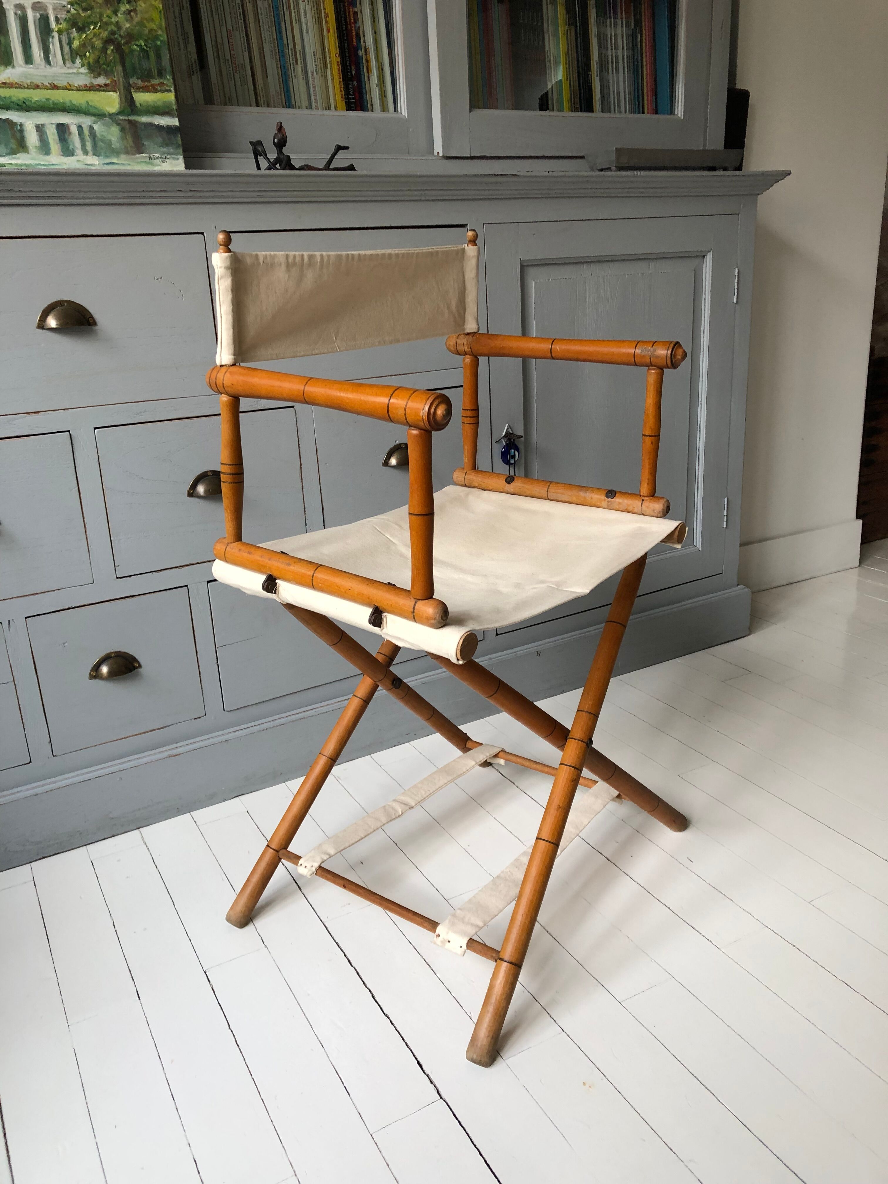Former director's side chair in wood and canvas