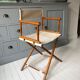 Former director's side chair in wood and canvas