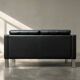Vintage Mid-Century Danish Modern Two-Seater Black Leather Sofa, 1970s