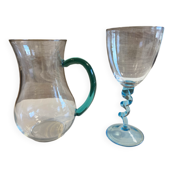 Art de la Table Design Pichet Carafe Cruche + Grand Verre à Pied