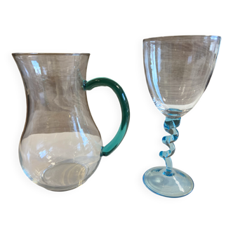 Art de la Table Design Pichet Carafe Cruche + Grand Verre à Pied