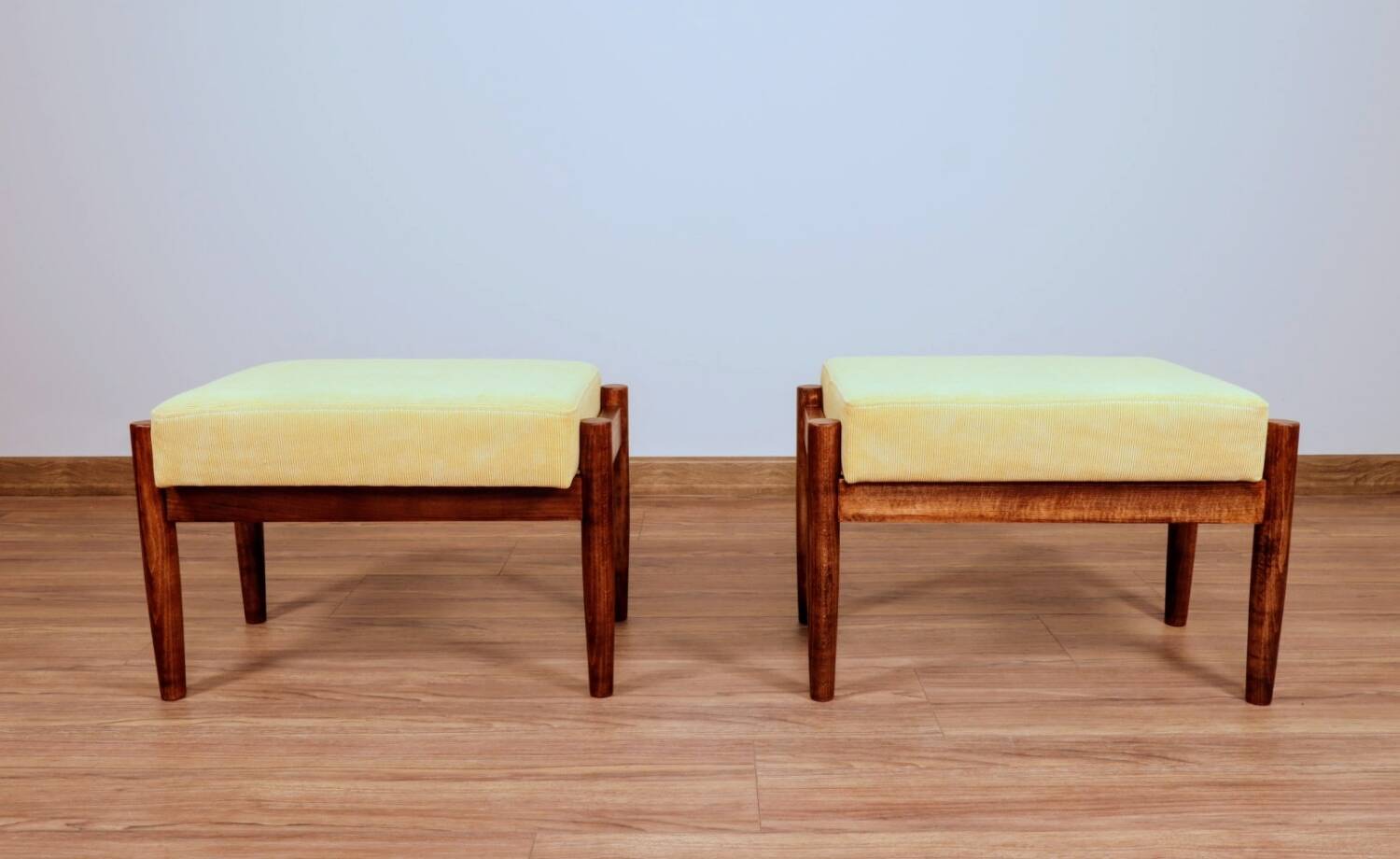 Vintage kids chairs retro yellow corduroy Scandinavian design 
