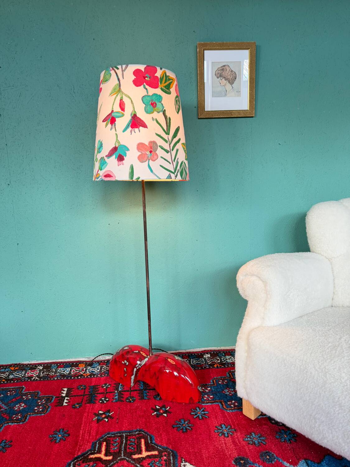 A unique, one-of-a-kind artist-made ceramic floor lamp