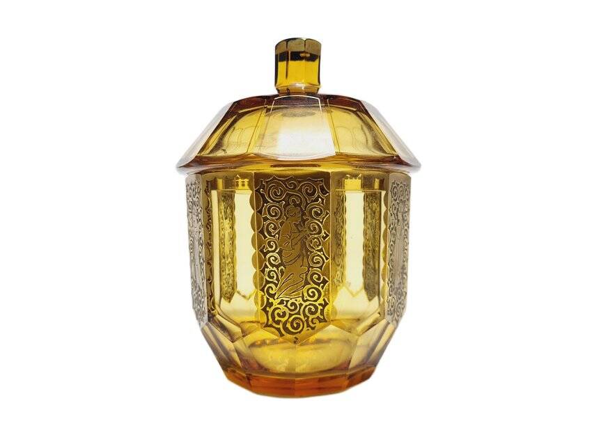 Art Deco oroplastic candy dish from Moser, Czechoslovakia, 1930s