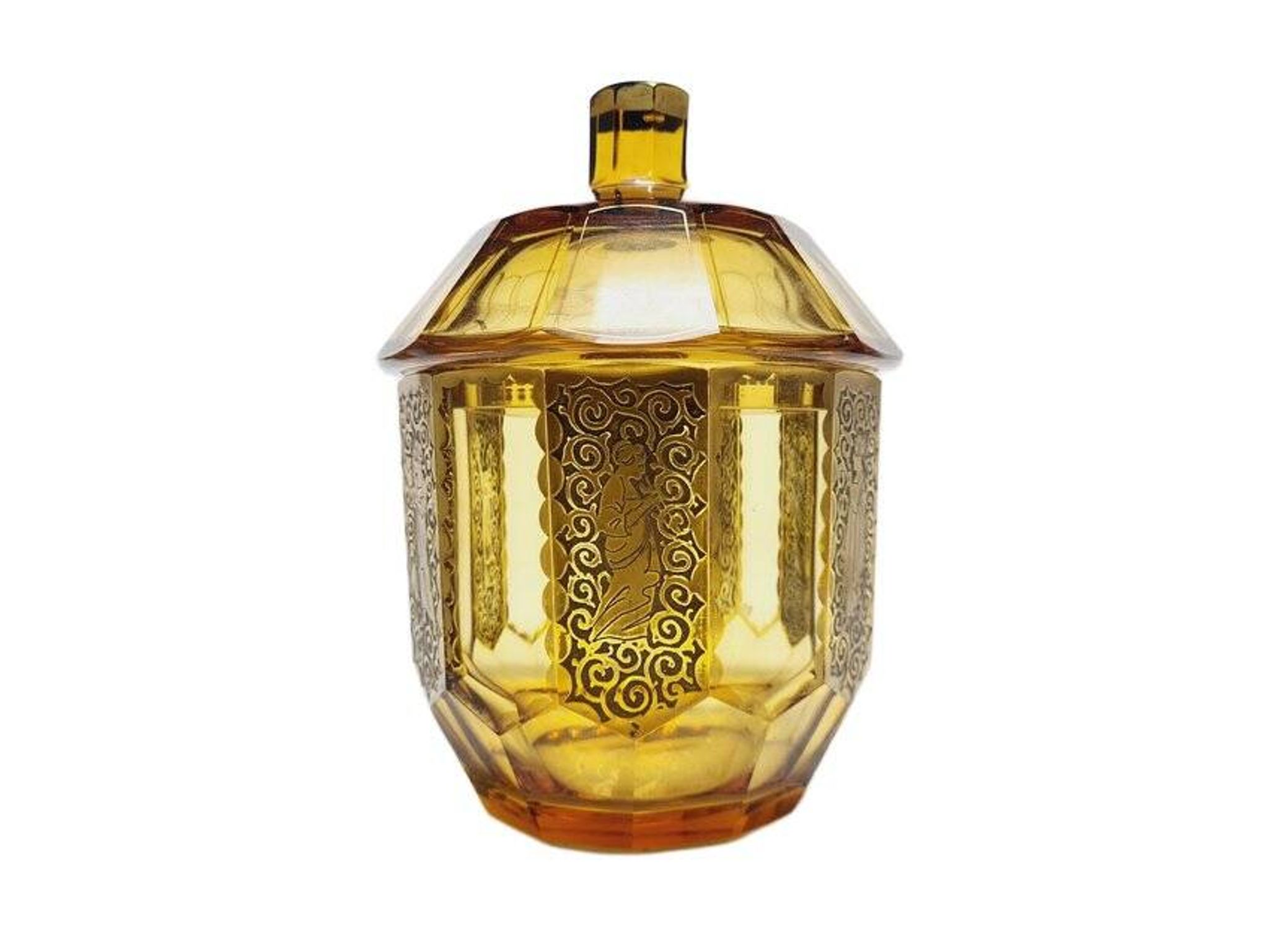 Art Deco oroplastic candy dish from Moser, Czechoslovakia, 1930s