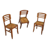 3 chairs attributed to Pierre Cruege 1950