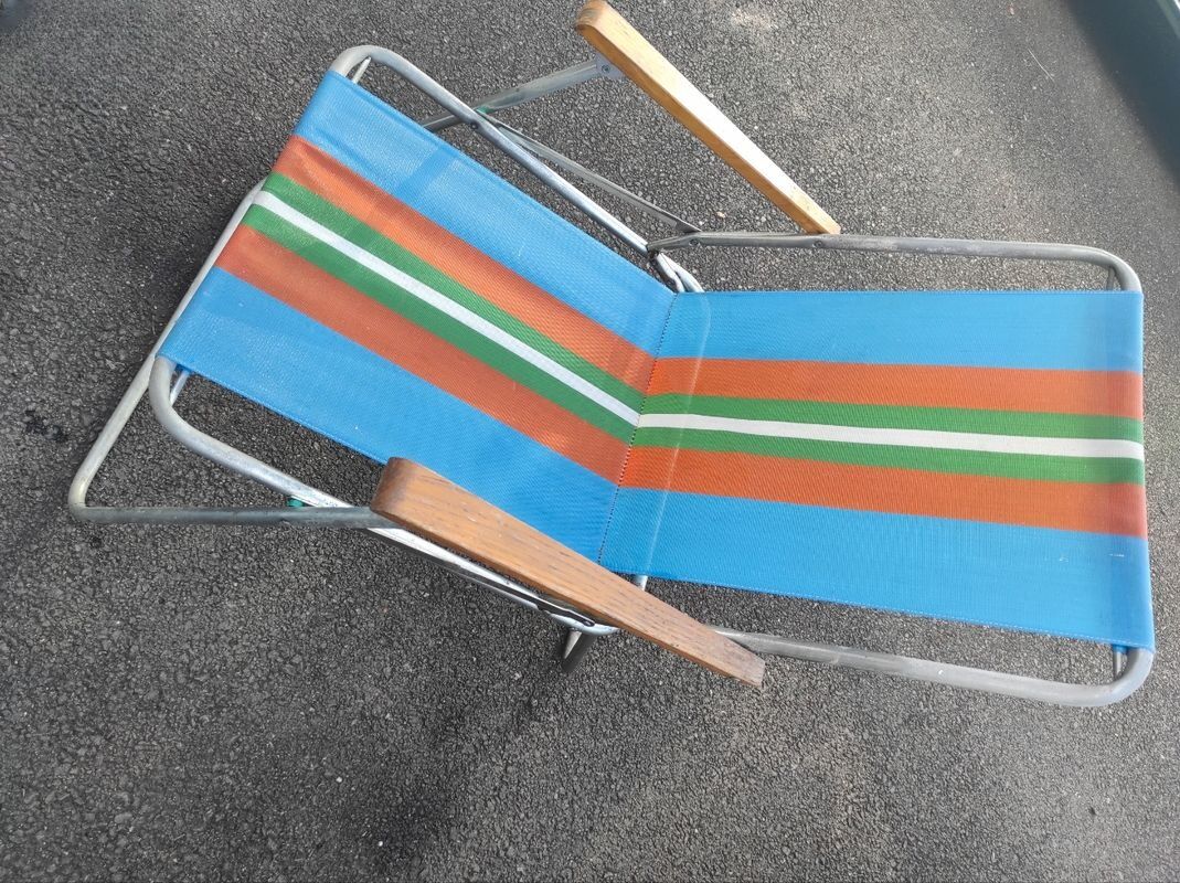 Chaise pliante de camping rétro vintage 1970