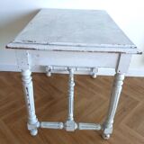 Henri II style desk in painted wood with trompe-l'oeil marble