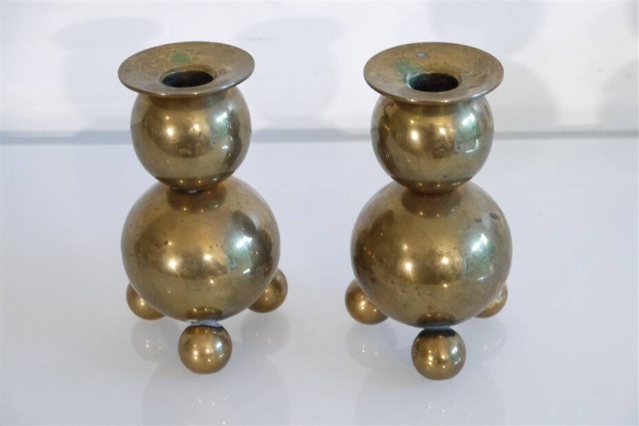 Pair of Scandinavian brass candlesticks from Gusum 1970