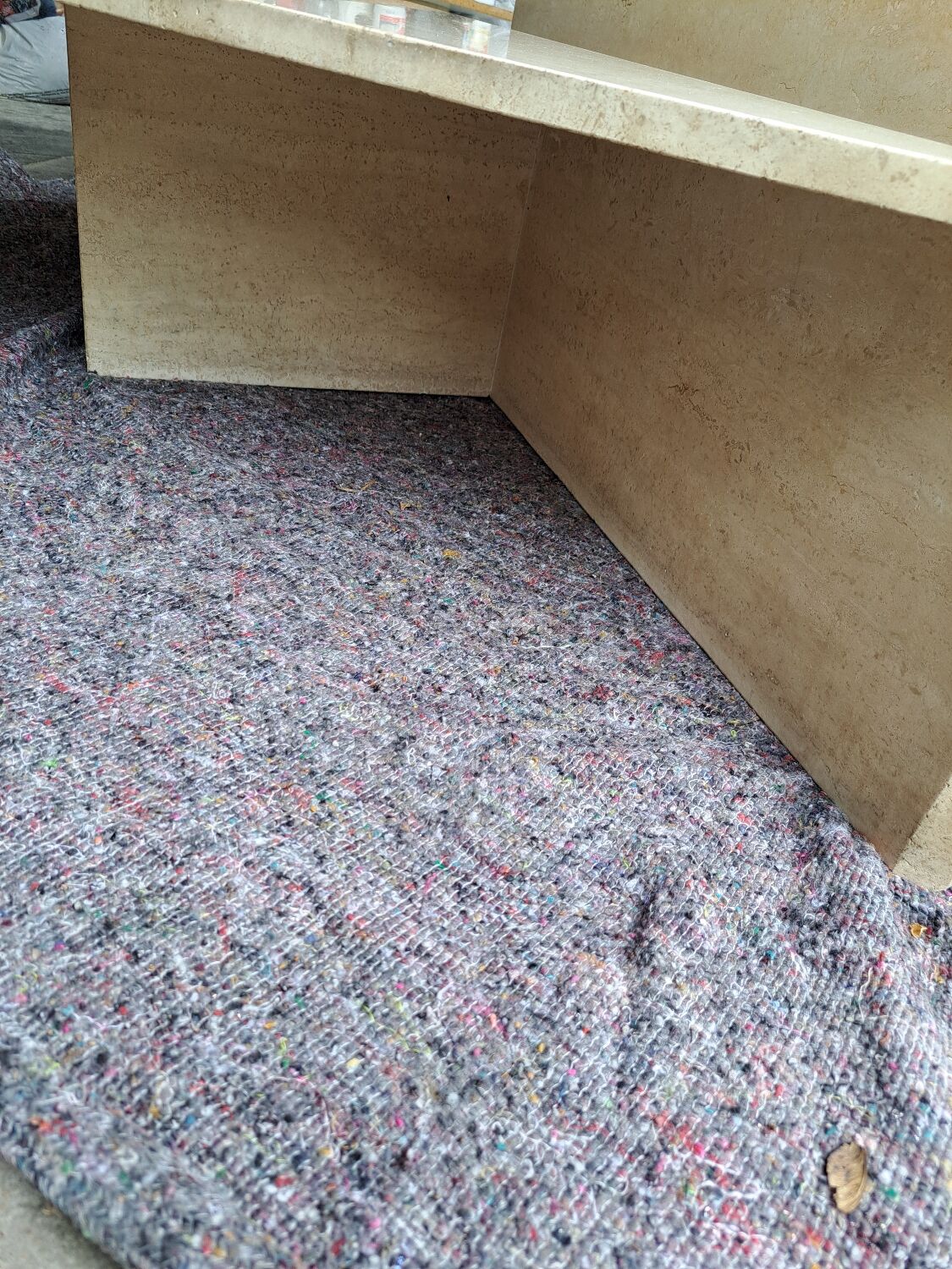 Travertine coffee table.