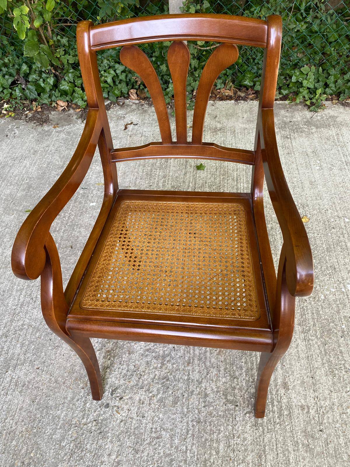 Regency office chair in solid wood and Louis Philippe canework