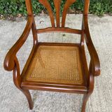 Regency office chair in solid wood and Louis Philippe canework