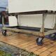 Metal industrial table on wheels, mid-20th century