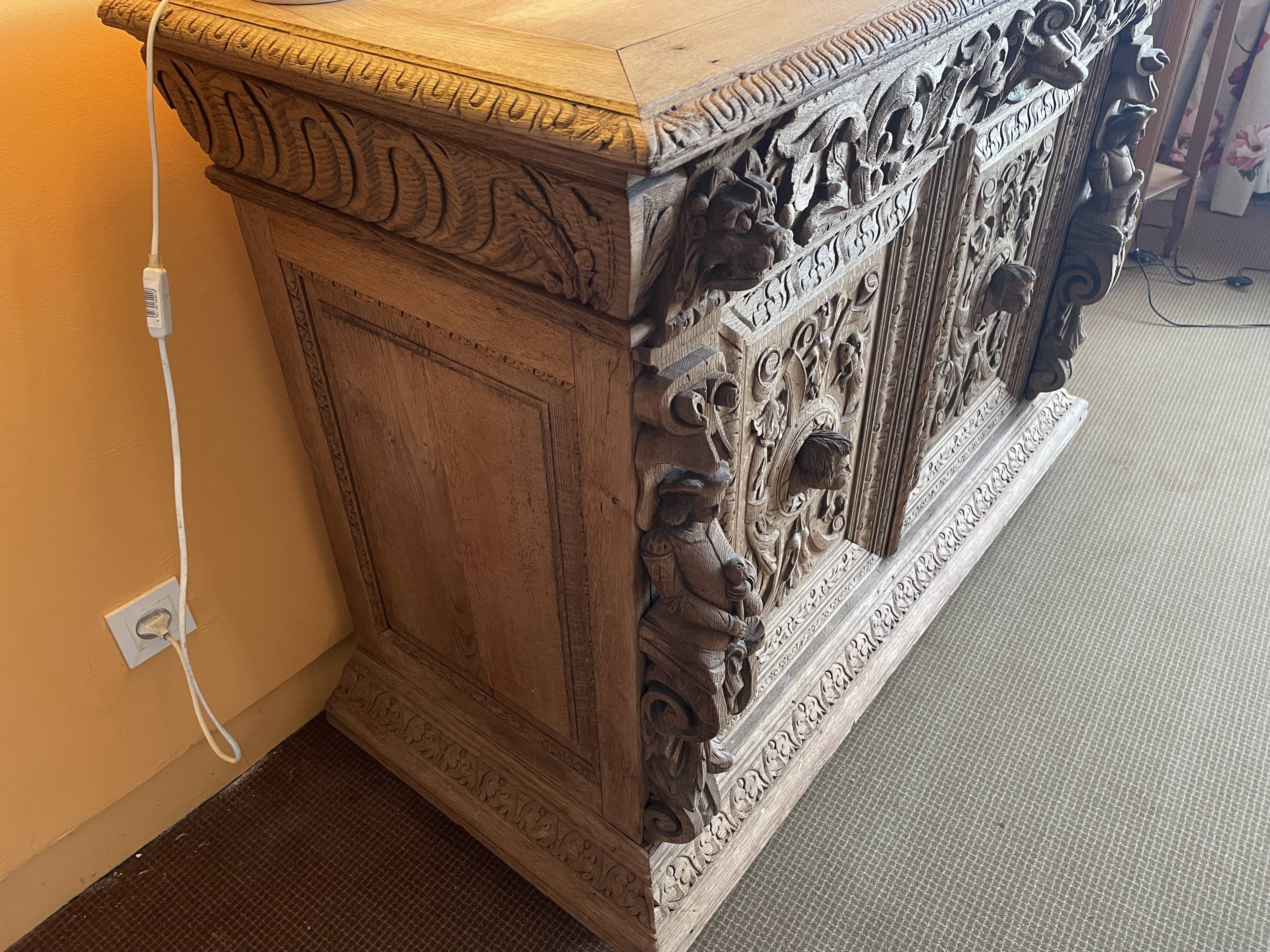 Carved wooden sideboard