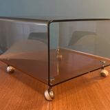 Small table, deserted on caster end table Plexiglas Michel Dumas