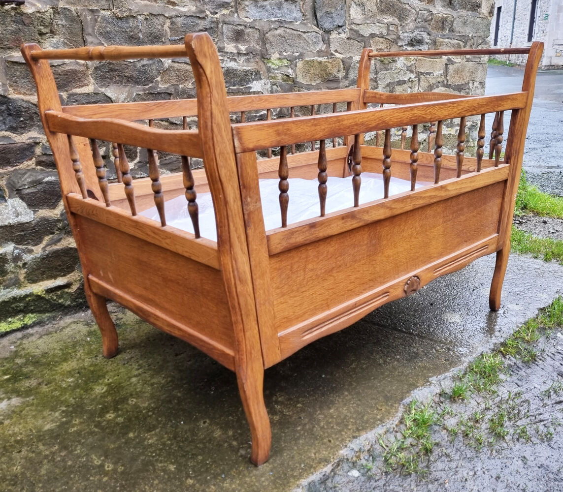 Wooden cot, vintage, 50s