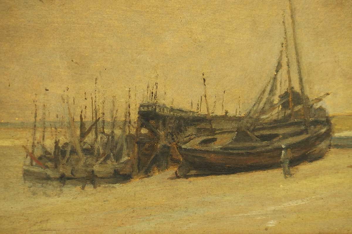 Painting depicting a maritime landscape