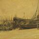 Painting depicting a maritime landscape