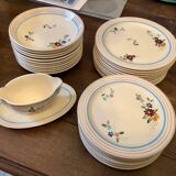 34-piece service, Longchamp Bagatelle model, made and painted by hand