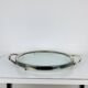 Vintage silver metal and glass tray