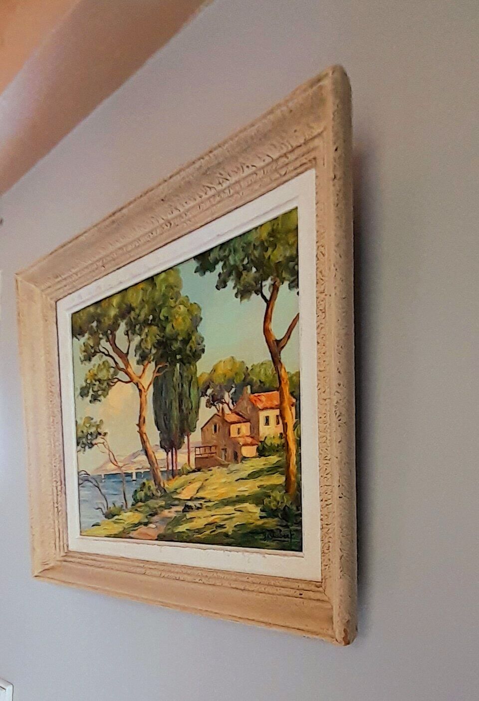 Oil on canvas signed, farmhouse Provençal seaside