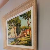 Oil on canvas signed, farmhouse Provençal seaside