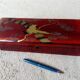 Glove box in lacquered wood decorated with 2 birds under wisteria