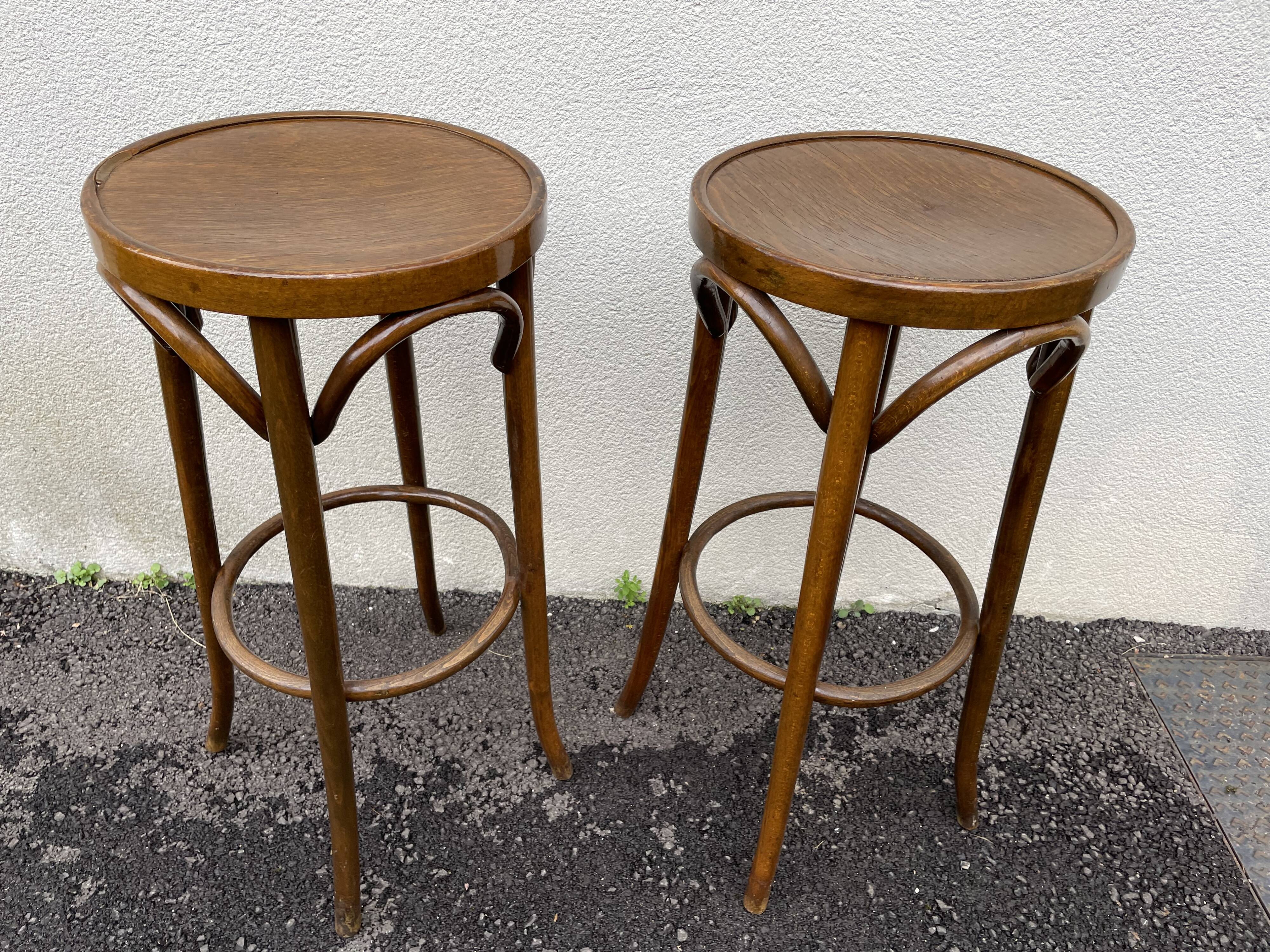 Curved wooden bar stools