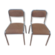 Set of 2 chairs chrome and beige fabric - vintage