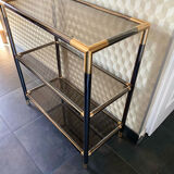 Console shelf smoked glass aluminum and brass