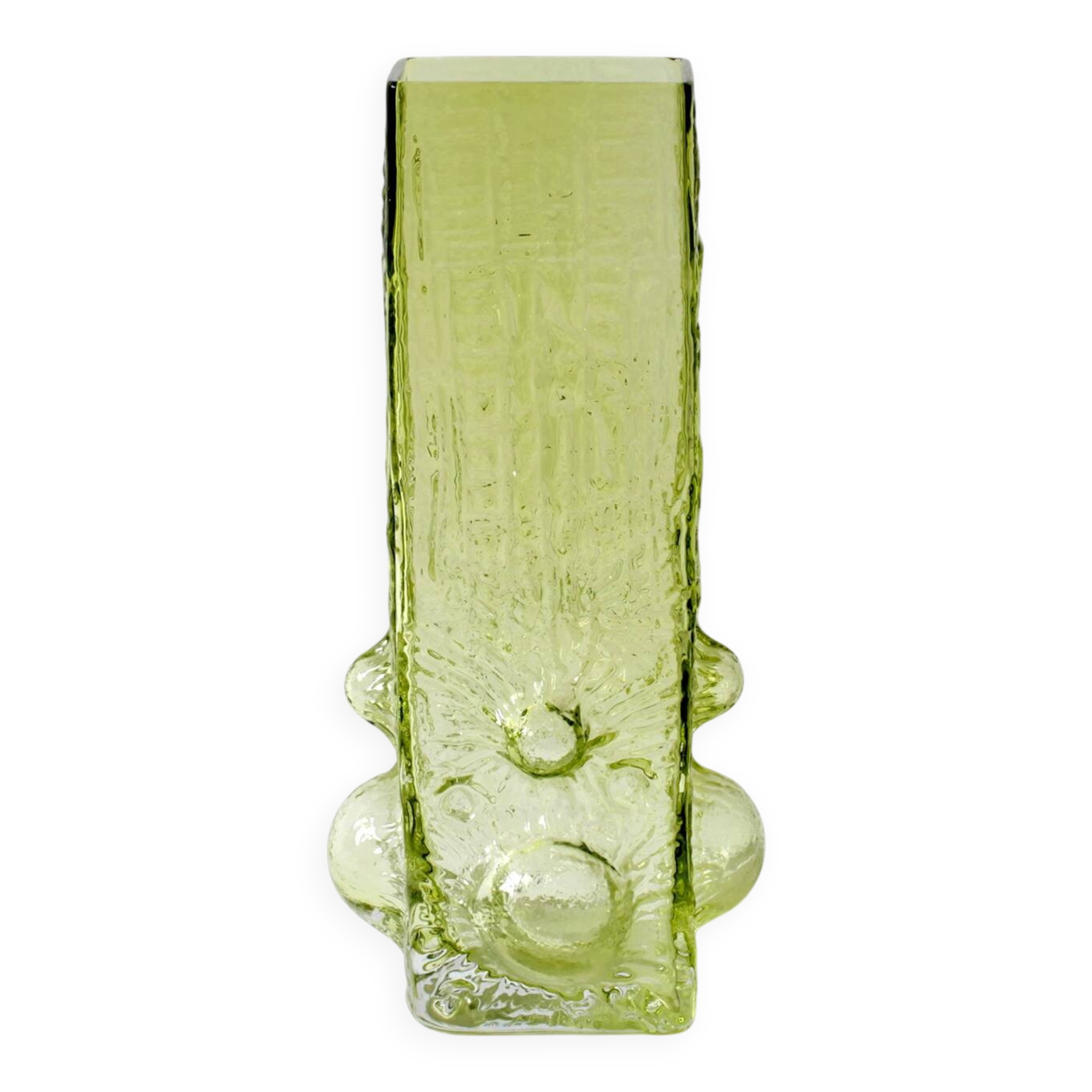 Scandinavian Lime Glass Vase / Rune Strand for Sea Kosta Glasbruk / 1970s