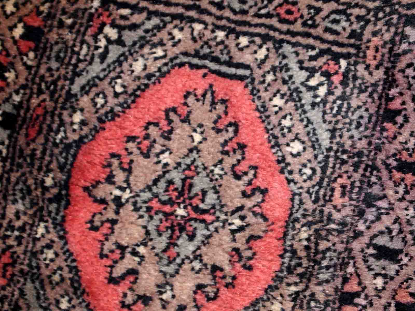 Vintage carpet Uzbek Bukhara handmade 31cm x 33cm 1960s, 1C769