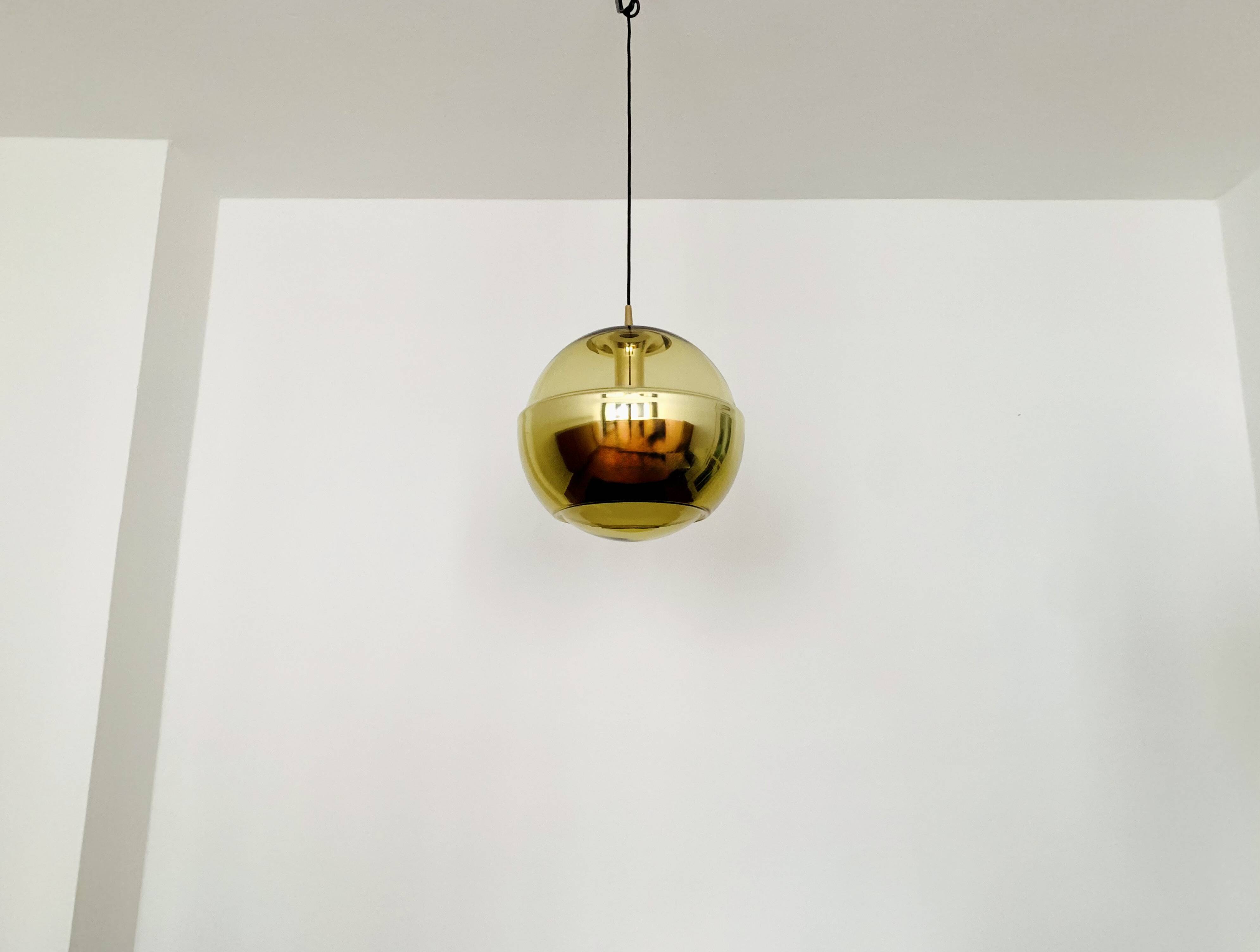 Golden Space Age Glass Pendant Lamp by Peill and Putzler